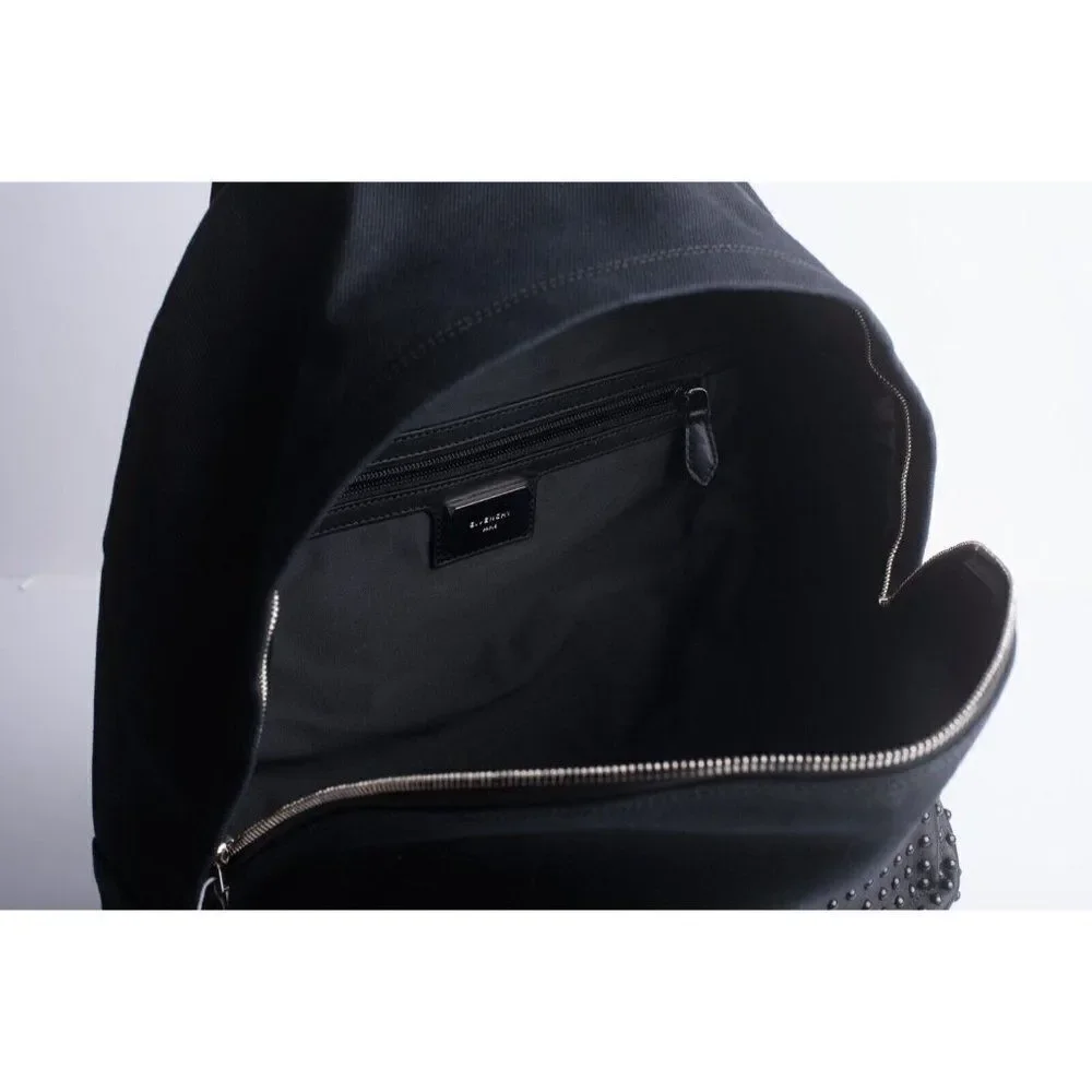 GIVENCHY Unisex Bookbag CI Back Pack Black Large Studded Canvas Leather NWT - Picture 8 of 10